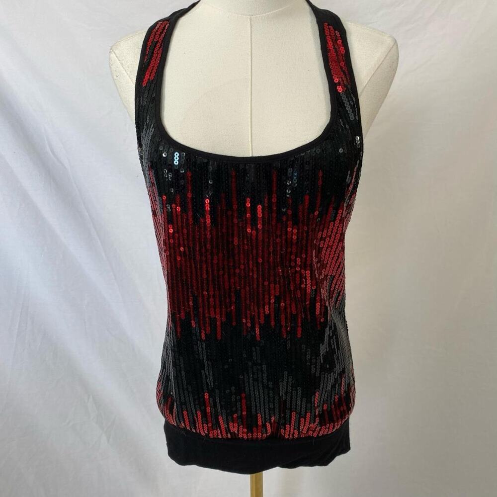 Soulmates black and‎ red sequin top size medium y2k going out preppy mcbling